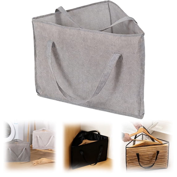 Clothes Hanger Organizer Holder for Space Saving,18.1" Hanger Triangle Storage Bag with Handles for Closet Tidier Laundry Rooms Wardrobe Drying Rack,Waterproof Container(Dark Gray)