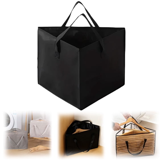 Clothes Hanger Organizer Holder for Space Saving,18.1" Hanger Triangle Storage Bag with Handles for Closet Tidier Laundry Rooms Wardrobe Drying Rack,Waterproof Container(Black)