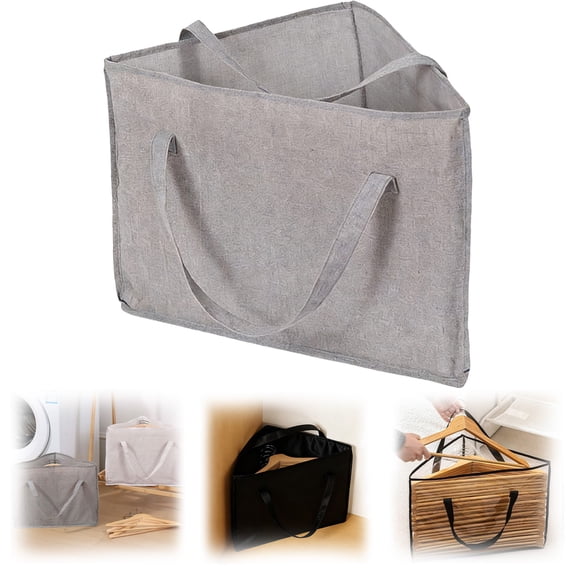 Clothes Hanger Organizer Holder for Space Saving, Hanger Triangle Storage Bag with Handles for Closet Tidier Laundry Rooms Wardrobe Drying Rack, Waterproof Container (Triangle Grey)
