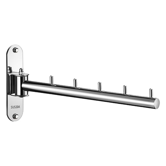 Clothes Hanger Rack Swing Arm, Clothes Hanger Wall Mounted Space Saving Drying Rack, Stainless Steel Laundry Room Wardrobr Hook Holder, Horizontally Rotating Hanging Hook Rod, 1Pc(Silver,9.4x4.7")