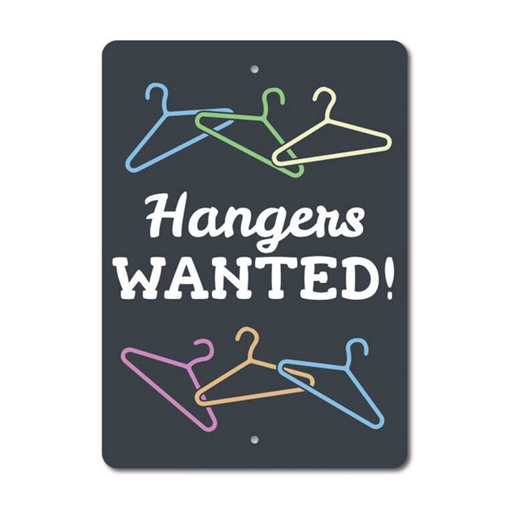 Clothes Hanger Sign Laundry Room Sign Metal Wall Decor 8 x 12 Inches