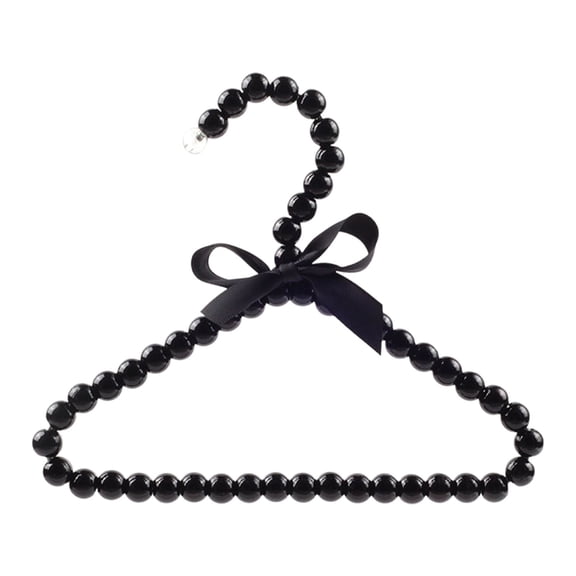 Clothes Hanger With Bow, Decorative Pearl Rack For Home Wardrobe, Elegant Clothing Organizer (Black)