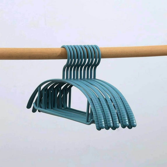 Clothes Hangers 10 Pack, Non Slip PVC Coating Metal Sweater Hanger No Shoulder Bump, 16.5 inch Wide Heavy Duty Durable Adult Coat Hanging for Closet, Suit, Dress, Jacket, Pant, Shirt