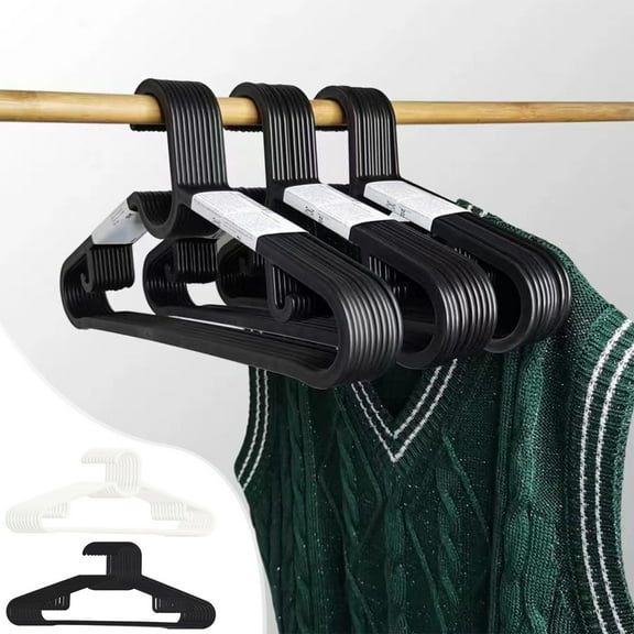 Clothes Hangers 10 Pack Plastic Drying Racks, Non-slip Multifunctional Hanging Racks with Extra Hooks for Space Saving, Ideal for Closets Drying Rods and Small Laundry Organization