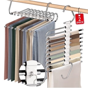 Scidweet Clothes Hangers, 2 Pack Space Saving Hangers Pants Rack Skirt Hangers Magic Closet Hangers Closet Organizer Pants Hanger Multifunctional Non-Slip Hangers