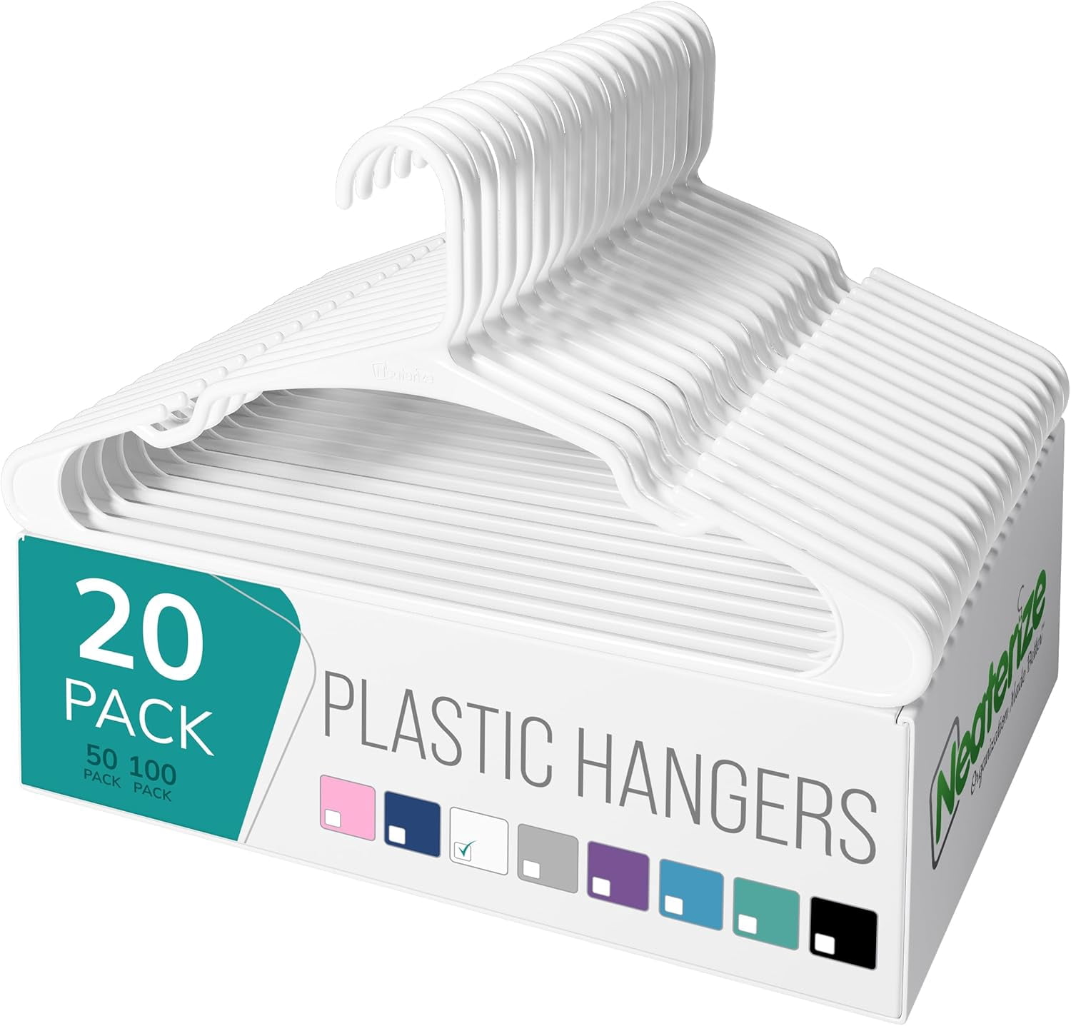 Clothes Hangers Plastic 20 Pack for Adults - Plastic Hangers, The Perfect Coat Hanger and Space Saving Clothes Hangers for Closet, Percheros Ganchos para Colgar Ropa Hangars - White Hangers