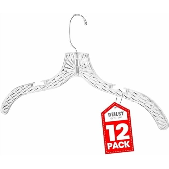 Clothes Hangers Plastic Set of 12 Pack Heavy Duty Hangers Dresses, T-Shirts Shirt Dress Blouse Hangers for Closet Organization Crystal Hanger Women and Men Coat Hanger
