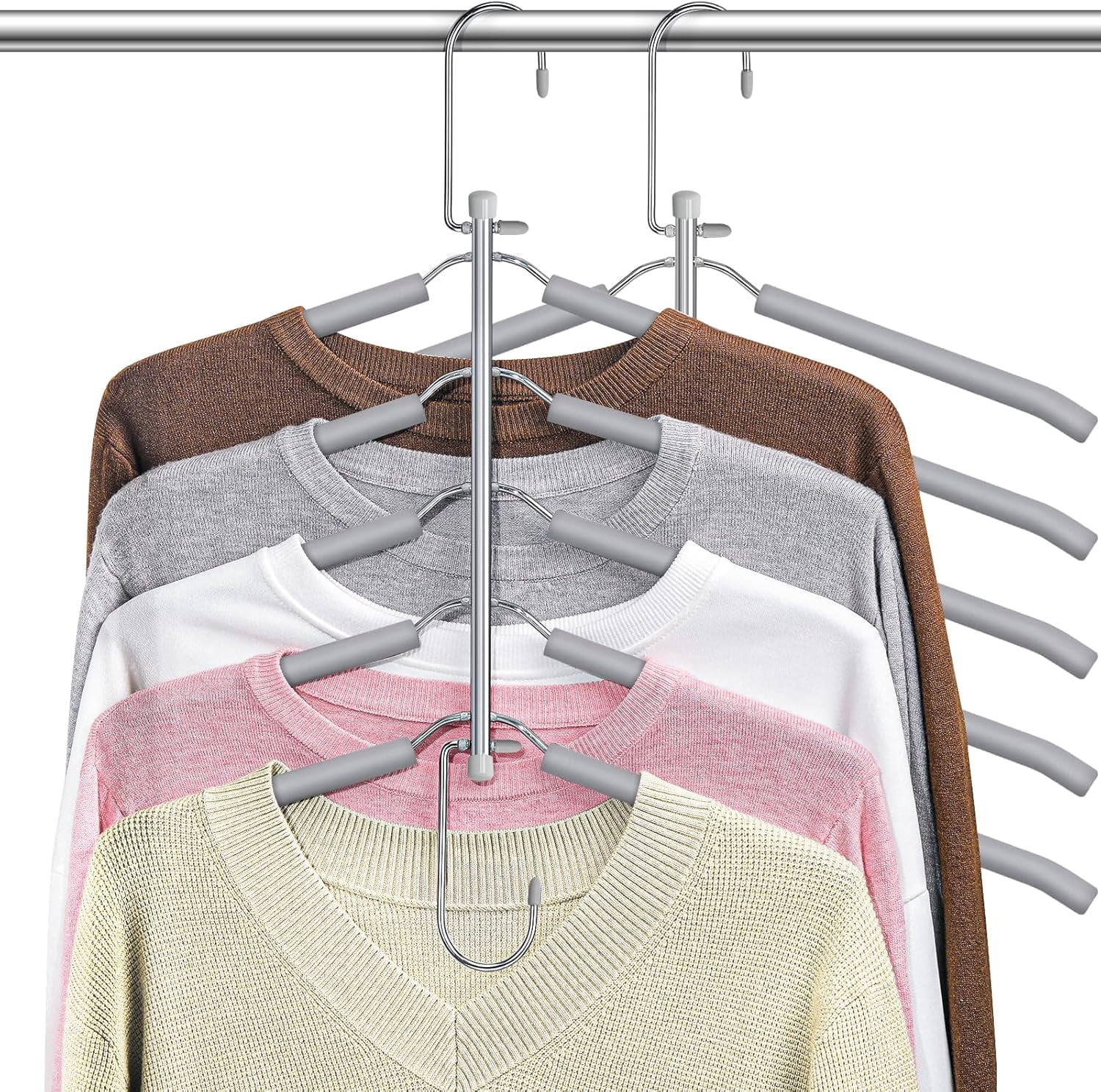 Clothes Hangers Space Saving Shirt Organizer, Non Slip Multi Shirt Hangers for Closet with Foam Padded Closet Organizers and Storage for Sweater Hoodie Blouse Coat Dress Short Black 4 Pack