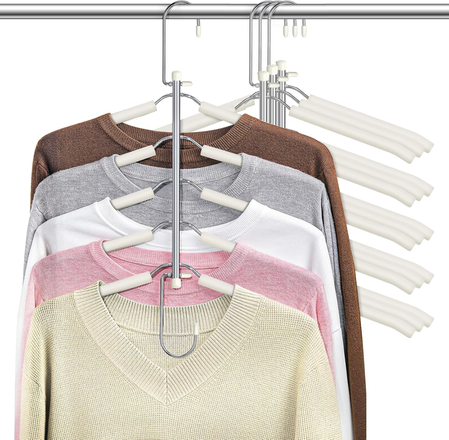 Clothes Hangers Space Saving Shirt Organizer, Non Slip Multi Shirt Hangers for Closet with Foam Padded Closet Organizers and Storage for Sweater Hoodie Blouse Coat Dress Short Black 4 Pack
