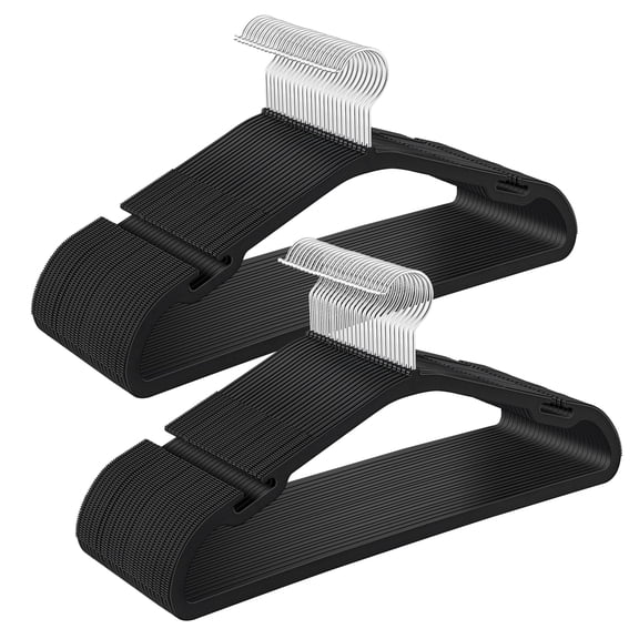 Clothes Hangers k, Heavy-Duty Plastic Hangers, Coat Hangers with Wide Shoulder Notches, Pant Bar, Swivel Hook, Space-SaviInches, for Closet, Ink Black UCRP060B01