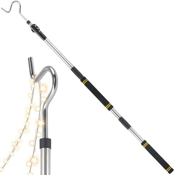 Clothes Hooks, 49"-91" Extendable Coat Hook Durable and Sturdy Telescopic Pole for Hanging and Retrieval Lights Rope Wreaths Bird Feeders Plants and Clothes$$Home Decor, Kitchen, & Other