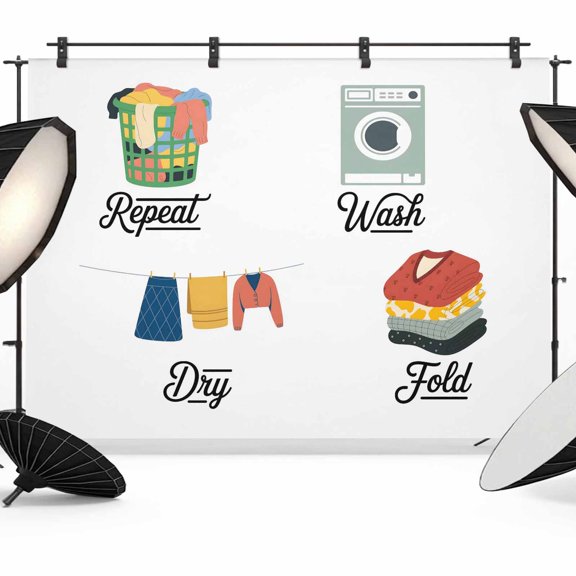 Clothes Laundry Photography Backdrop 7x5FT, Repeat Wash Fold Dry Abstract Art Photo Backdrops, Background for Photography Studio Photo Studio Background, Back Drop for Photoshoot
