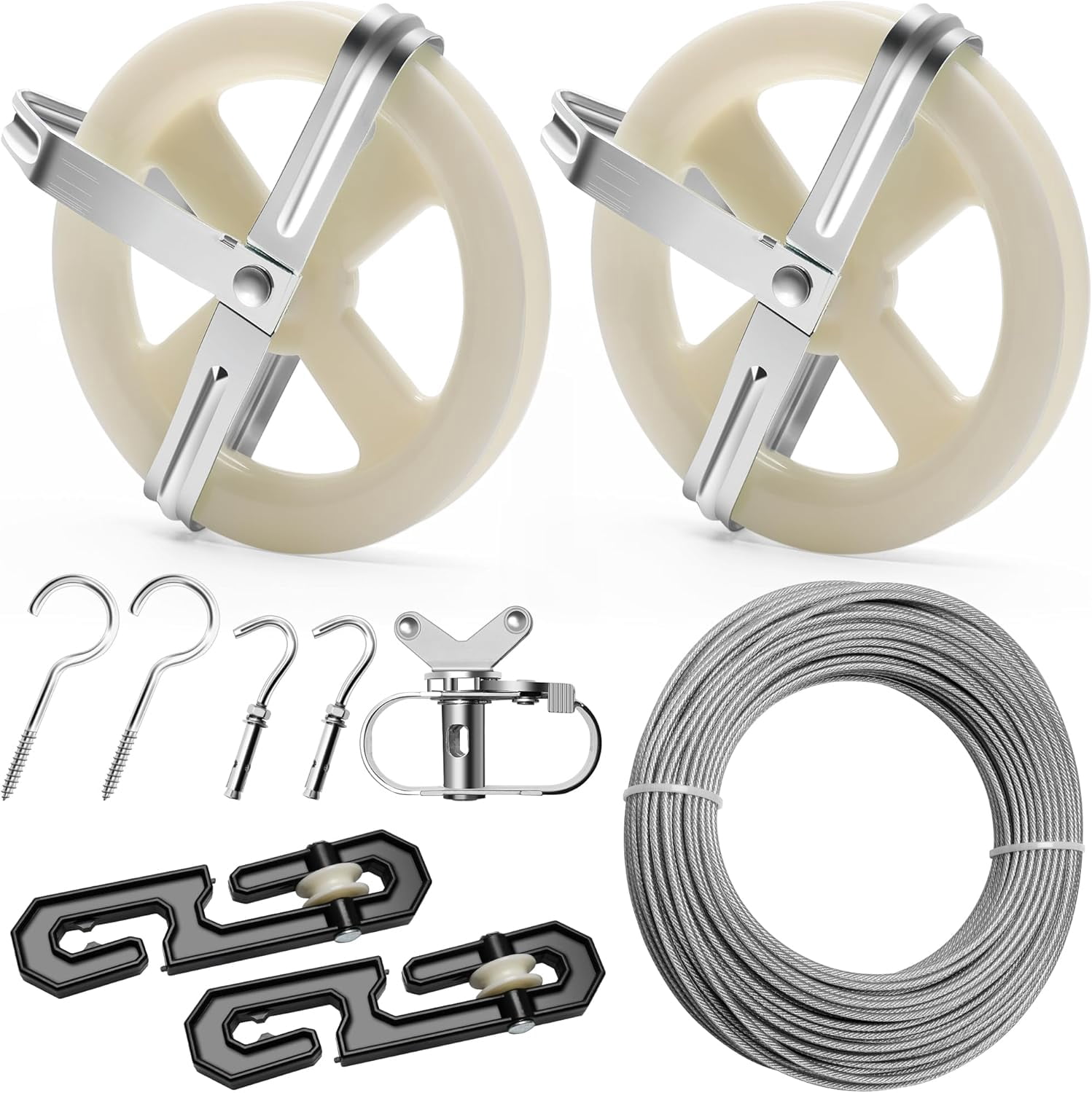 Store Line Rope Divider Clothes Line Outdoors, Includes 150.9FT Plastic Coated Wire Rope 2Pcs ...