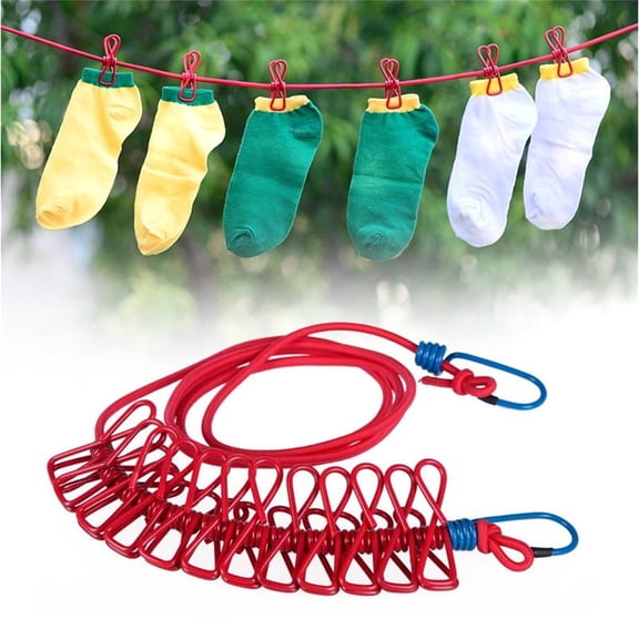 Clothes Line Outdoors, Outdoor Clothes Line, Travel Clothesline, Clothesline Outdoor, 69 Inch Random Color Elastic Bungee Drying Line, Tangle-Free Stretchy Laundry Rope with 12