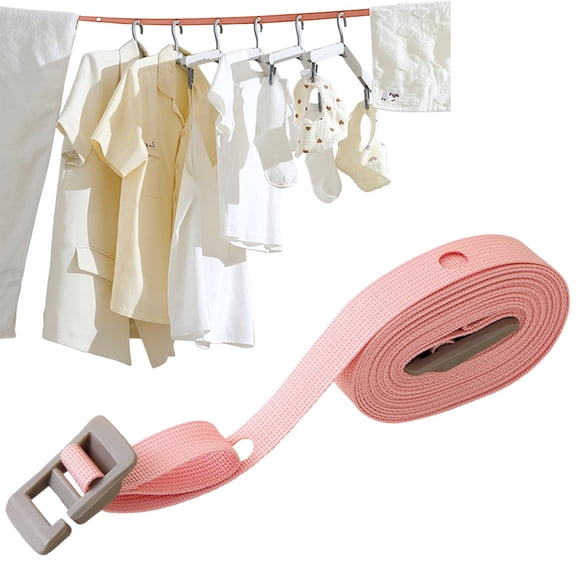Clothes Lines for Outside,Windproof Drying Rope | Clothes Drying Line | for Outside Backyard Patio Camping Rv Cabin Hotel Indoor Home Bathroom Apartment (Pink)