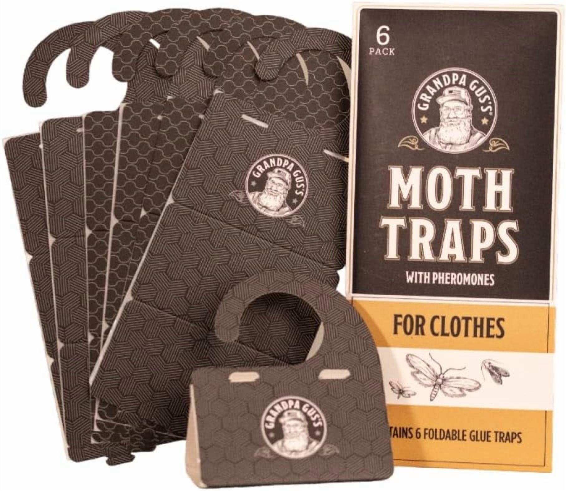 Clothes Moth Traps, Potent Pheromone Sticky Glue Traps for Case-Making and Web Spinning Moths, Moths Repellent for Clothing, Closets & Carpets, Pack of 6
