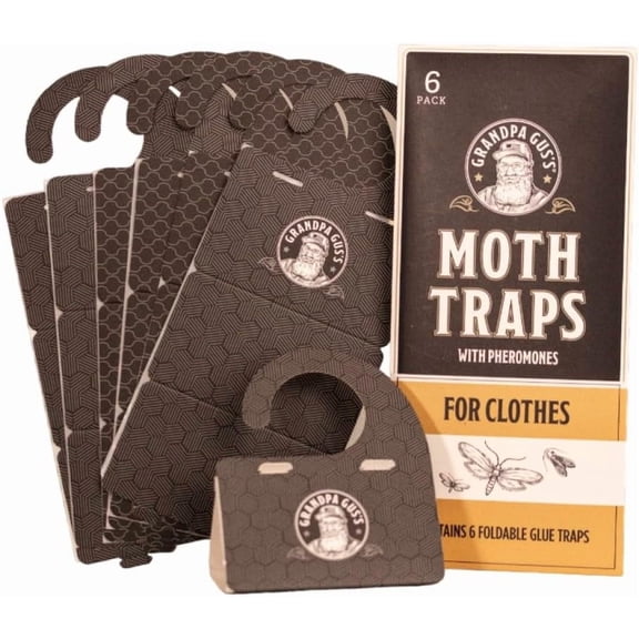 Clothes Moth Traps, Potent Pheromone Sticky Glue Traps for Case-Making and Web Spinning Moths, Moths Repellent for Clothing, Closets & Carpets, Pack of 6
