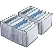 Clothes Organizer, 2pcs Foldable Drawer Organizer for Clothes, Visible Grid Storage Box with Multiple Layers, Portable Washable Divider Containers for Underwear, Socks, Medium