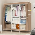Clothes Organizer with 3 Hanging Rod Portable Closet with 7 Shelves& Cover Closet Organizer Clothes Rack Standing Closet Clothes Storage Wardrobe Garment Cabinet 50x17x67inch