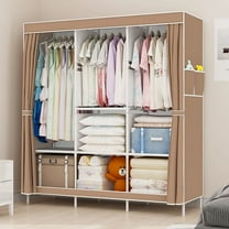 Clothes Organizer with 3 Hanging Rod Portable Closet with 7 Shelves& Cover Closet Organizer Clothes Rack Standing Closet Clothes Storage Wardrobe Garment Cabinet 50x17x67inch