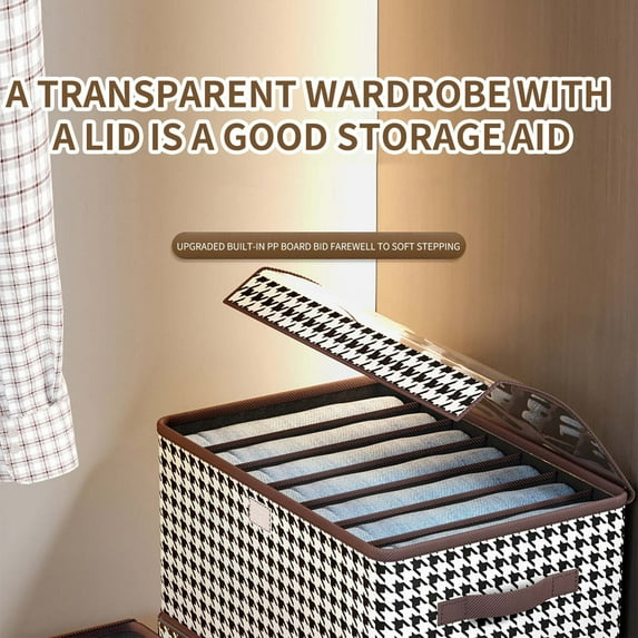 Clothes Organizer Drawer,Closet Dividers Box For Clothes Storage , 7 Compartments Foldable Drawer Organizer with Handles, Fabric Closet and Storage Basket for T-shirts, Jeans, Underwear,Grey(7 Grid)