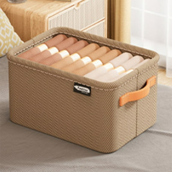Clothes Organizer,Wardrobe Storage Basket,Foldable Rectangular Laundry Organizer Totes with Handle,Suitable for Holding Clothes, Socks, Skirts(13.7x8.6x9.8Inch)
