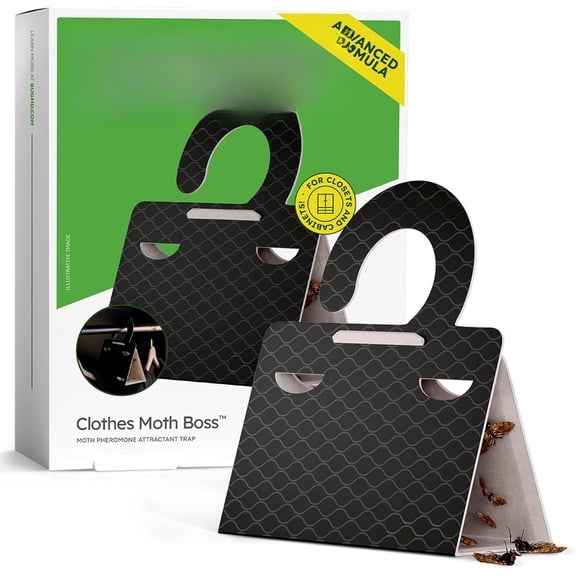 Clothes & Pantry Moth  (6 Count) - Sticky Glue Pheromone-Based Repellent for Closets, Cabinets & Wardrobes -  - Black