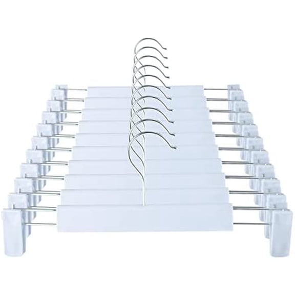 Clothes Pants Hangers, Space-Saving Skirt Holders with 360 ° Swivel Hooks, Adjustable Clips, Trouser Hangers, Clothes Coat Garment Jeans Hangers (10 Pack, Blue)