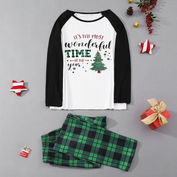 Clothes for Parents of Boys And Girls Pjs Deer Plaid Long Sleeve T Shirt Top And Pants Xmas Sleepwear Holiday Outfit Mom Dad Son Daughter Xla Family Matching Christmas Pajamas Sets