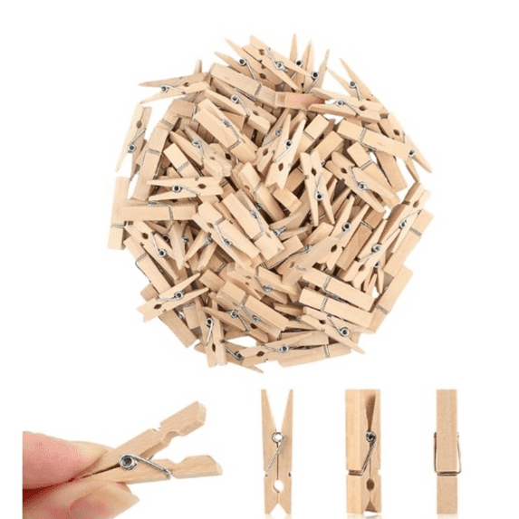 all Clothes Pin, Mini Clothespins, 100 PCS Mini Clothes Pins Wooden with Storage Bag, all Clothes Pins for Photos, Crafts, Hanging Clothes, Baby Shower, Display Artwork