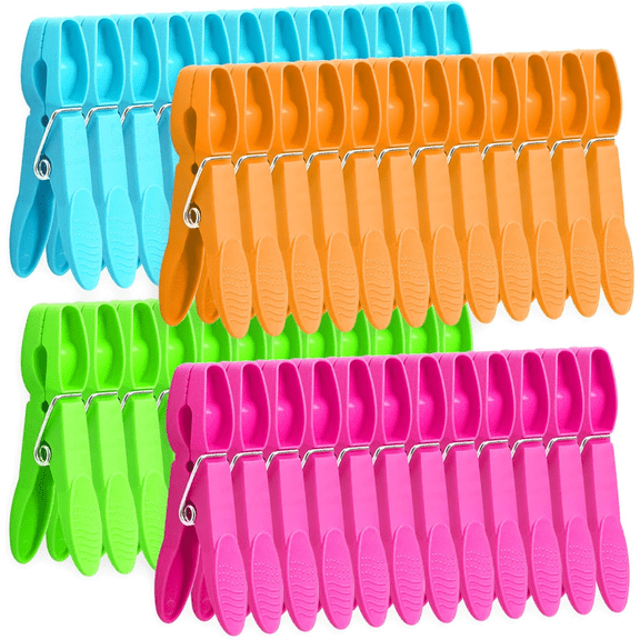 Clothes Pins,48 Pack Colored Plastic Clothespins, Clothes Pins Heavy Duty Outdoor, Non-Slip Laundry Clips for Hanging Clothes, Towels, Crafts, Picture, Clips Food Package Clips