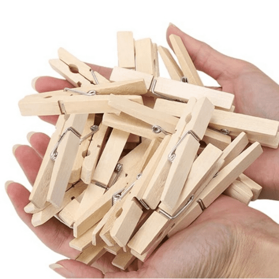 Clothes Pins,50 Pack,2.9 in, Birchwood,Rust and Moisture Resistant Clothespins,Durable Clothes Pins Wooden with Storage Bag,Strong G,Clothespins for Hanging Clothes,Bag Clips,Crafts,Photos