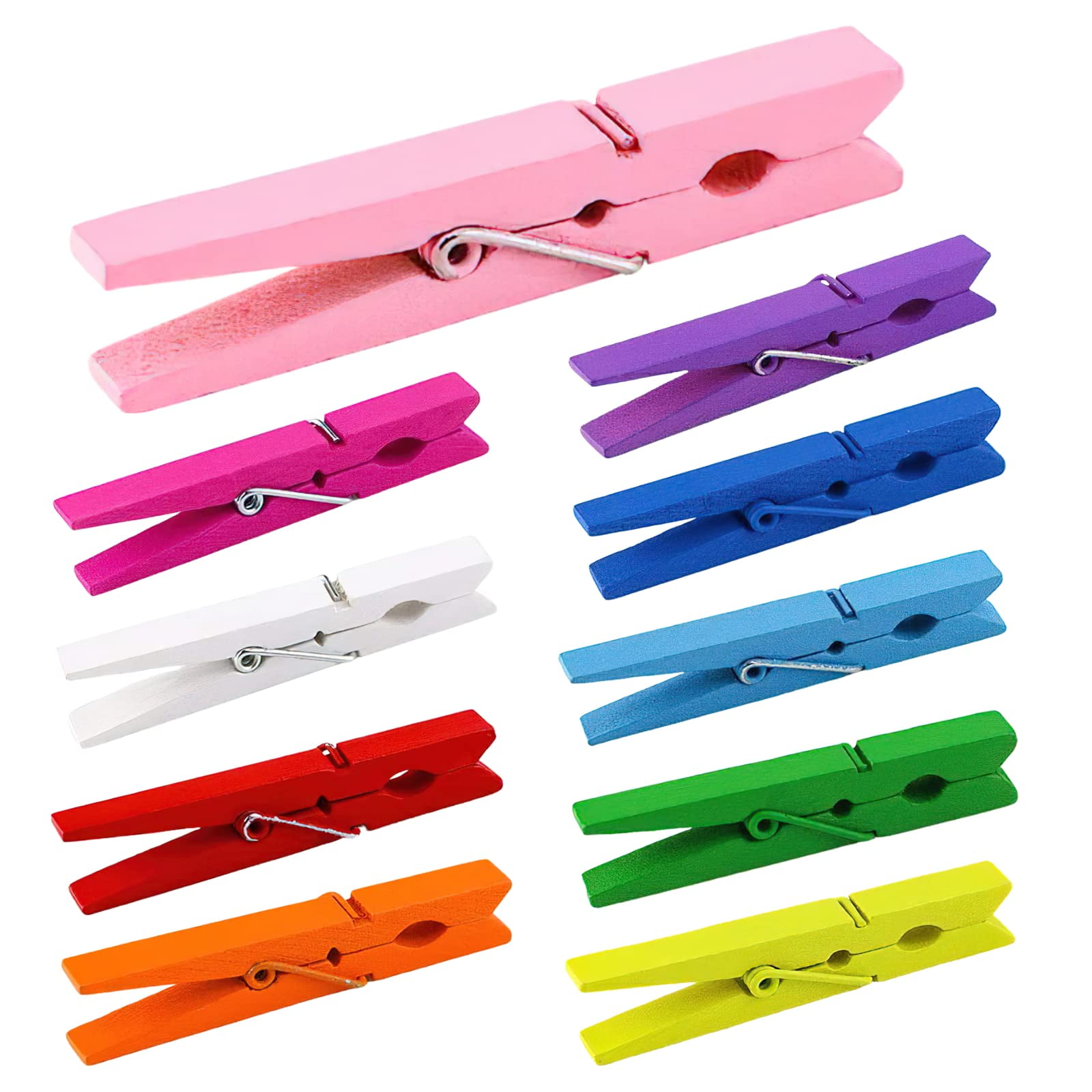 Clothes Pins, Colored Clothespins 50 PCS 2.9" Natural Birchwood Close