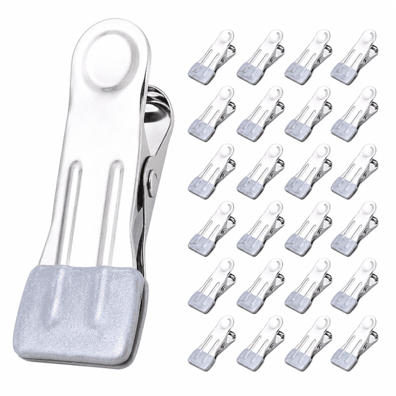 Clothes Pins Heavy Duty, 25 Pack 2.16-Inch Stainless Steel Clothespins with Rubber, Metal Laundry, Photo, Food Bag and Chip Clips for Clothesline