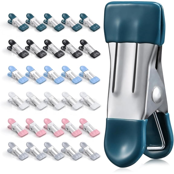 Clothes Pins Heavy Duty Out Door 30 Pack,Chip Clips 2.17 Inch, Bag Clips, Clothespins,Chip Clips Bag Clips Food Clips for Laundry, Bag Clips for Food Clips for Hanging Stainless Steel(Colored)