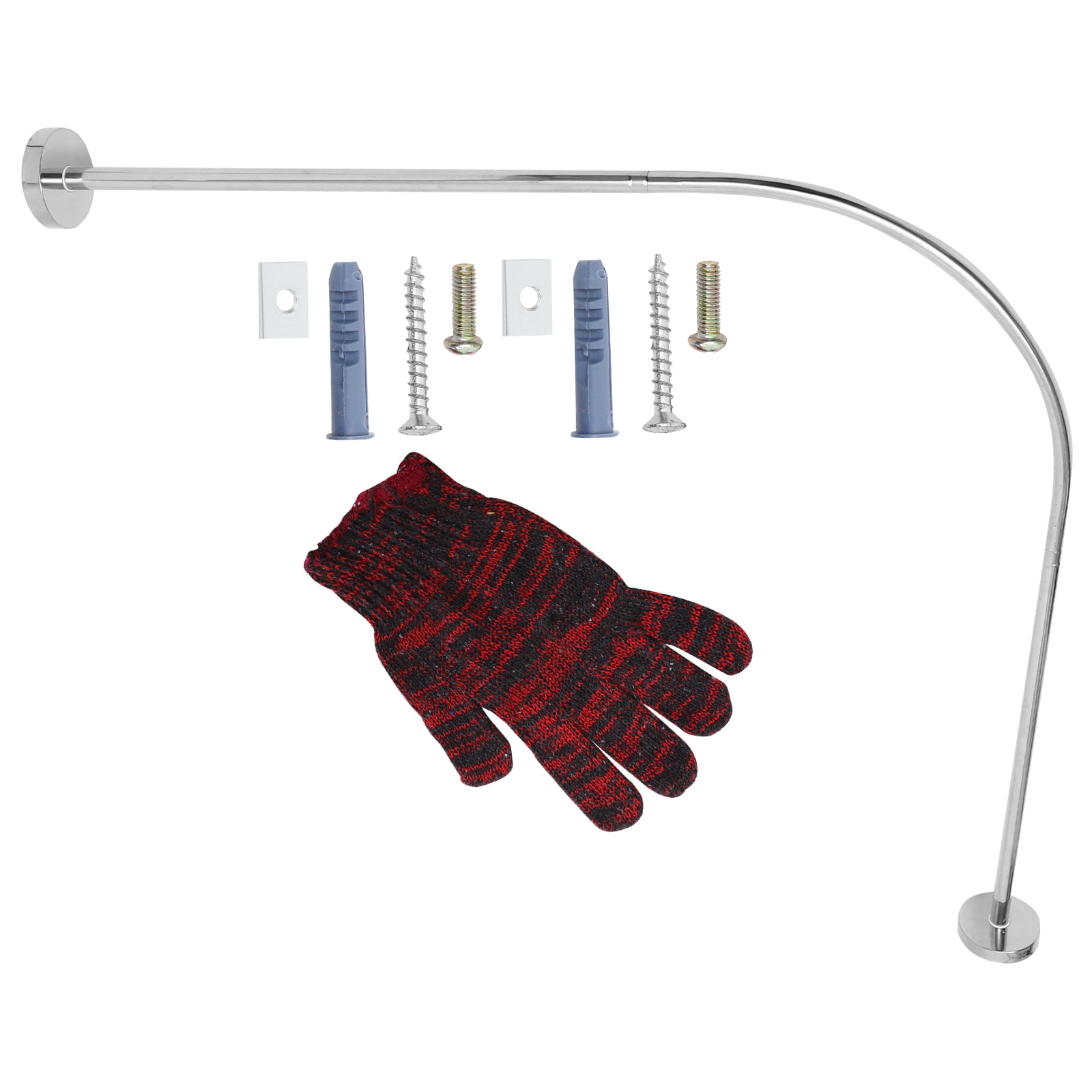 Clothes Pole Bathroom Rod Holder Bowed Shower Curtain Curved Tension