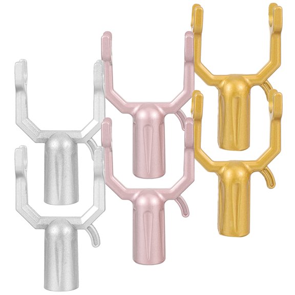 Clothes Pole Parts Drying Heads Rail Fork Rod Replacement Christmas Lights Hooks Accessories Stainless Steel 6 Pcs