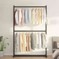 thumbnail image 1 of Clothes Rack, 2 Tier Heavy Duty Garment Rack with Storage Shelf, 40"L x 15.7"W x 71"H(Black), 1 of 8