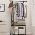 thumbnail image 1 of Clothes Rack, 2 Tier Clothes Organizer on Wheels, Portable Garment Laundry Coat Rack, Clothes Hanging Rack for Home, Office, Dorm, Black, 1 of 8