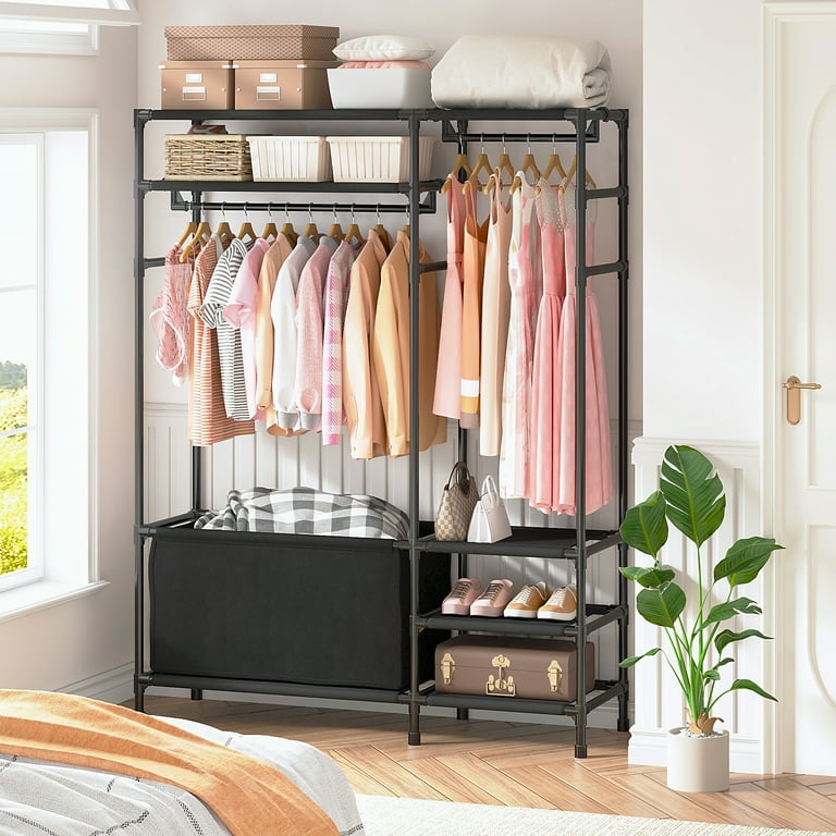 Clothes Rack 3 in 1 Clothing Racks for Hanging Clothes Garment Rack with Large Storage Bag Clothes Racks for Hanging Clothes Freestanding Closet Rack for Bedroom Entryway 15.9 L x 42.1 W x 67.5 H Walm...