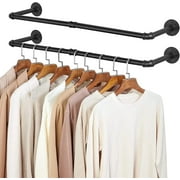 Clothes Rack 38.4 in Industrial Pipe Wall Mounted Garment Rack Hanging Heavy Duty Garment Bar,Multi-Purpose Hanging Rod,2 Pack