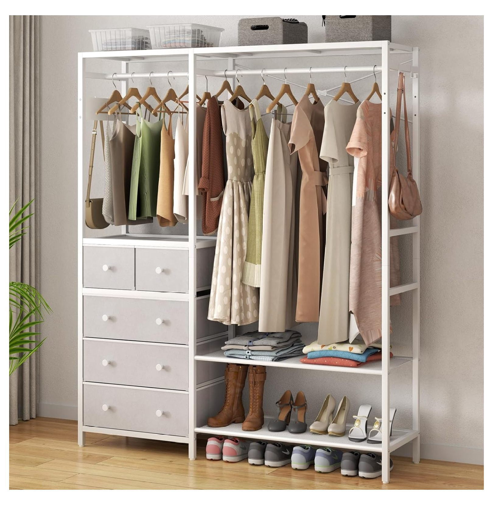 Clothes Rack with 5 Drawers & 4 Storage Shelves, 59.1W*70.9H Heavy Duty ...