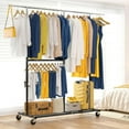 thumbnail image 1 of Clothes Rack, Clothes Rack Heavy Duty, Clothing Racks for Hanging Clothes, Portable Clothes Rack Metal Clothing Rack with Wheels, Metal, 1 of 9