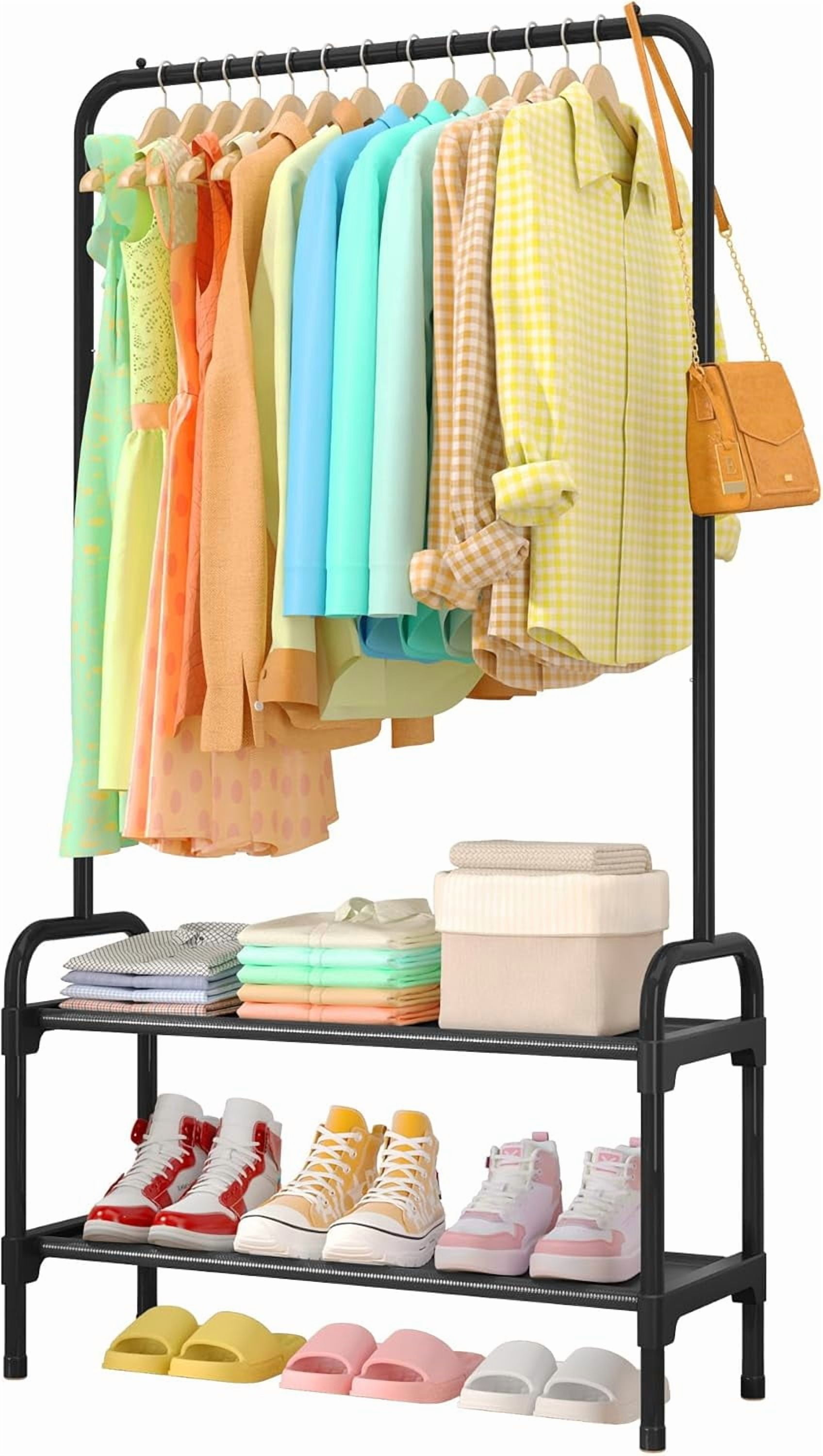 Clothes Rack - Clothing Rack with 2-Tier Shoe Rack and Anti-Slip ...