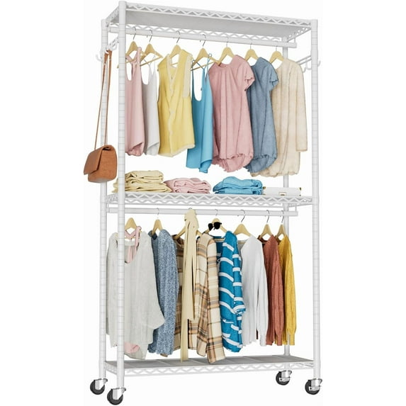 Clothes Rack, Clothing Rack for Hanging Clothes, 3 Tiers Adjustable ...