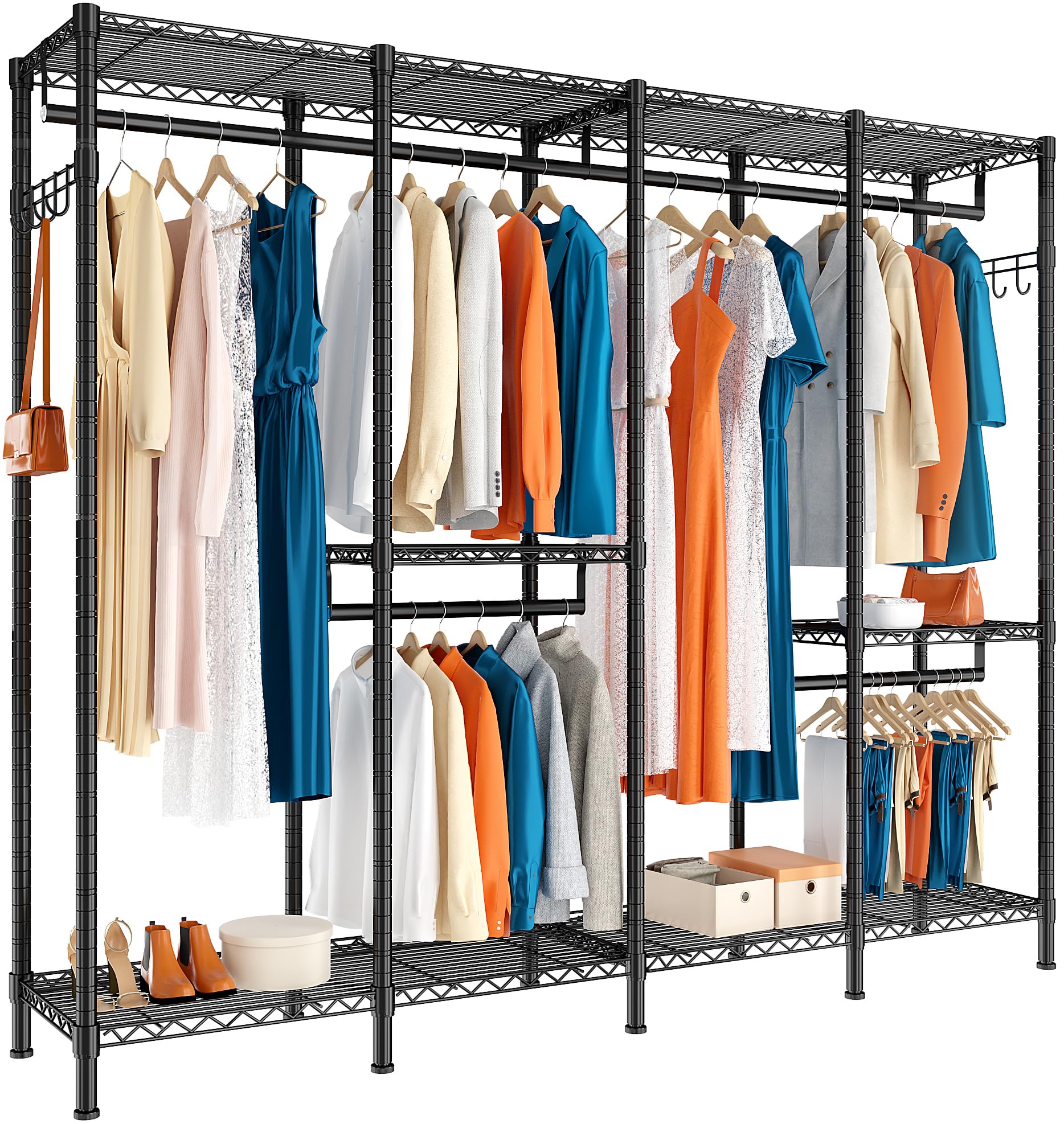 910 Inch Rack HUBERT Hanging Potato Chip Rack, 36 Clips, Black Metal - 2 1/2