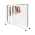 thumbnail image 1 of Clothes Rack with Cover & Tube Bracket, Industrial Pipe Z Base Clothing Garment Rack on Wheels with Brakes, Heavy Duty Sturdy Square Tube Garment Rack for Home, White (59x24x68 inch), 1 of 5