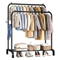 thumbnail image 1 of Clothes Rack, Double Rods Garment Rack with Storage Shelf, Clothing Rack for Hanging Clothes, Multi-functional Bedroom Clothes Rack, Black, 1 of 7