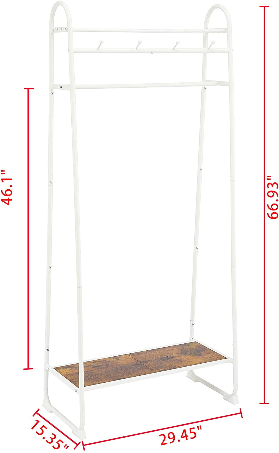 Clothes Rack, Freestanding Clothing Rack with Coat Hook, Metal Garment