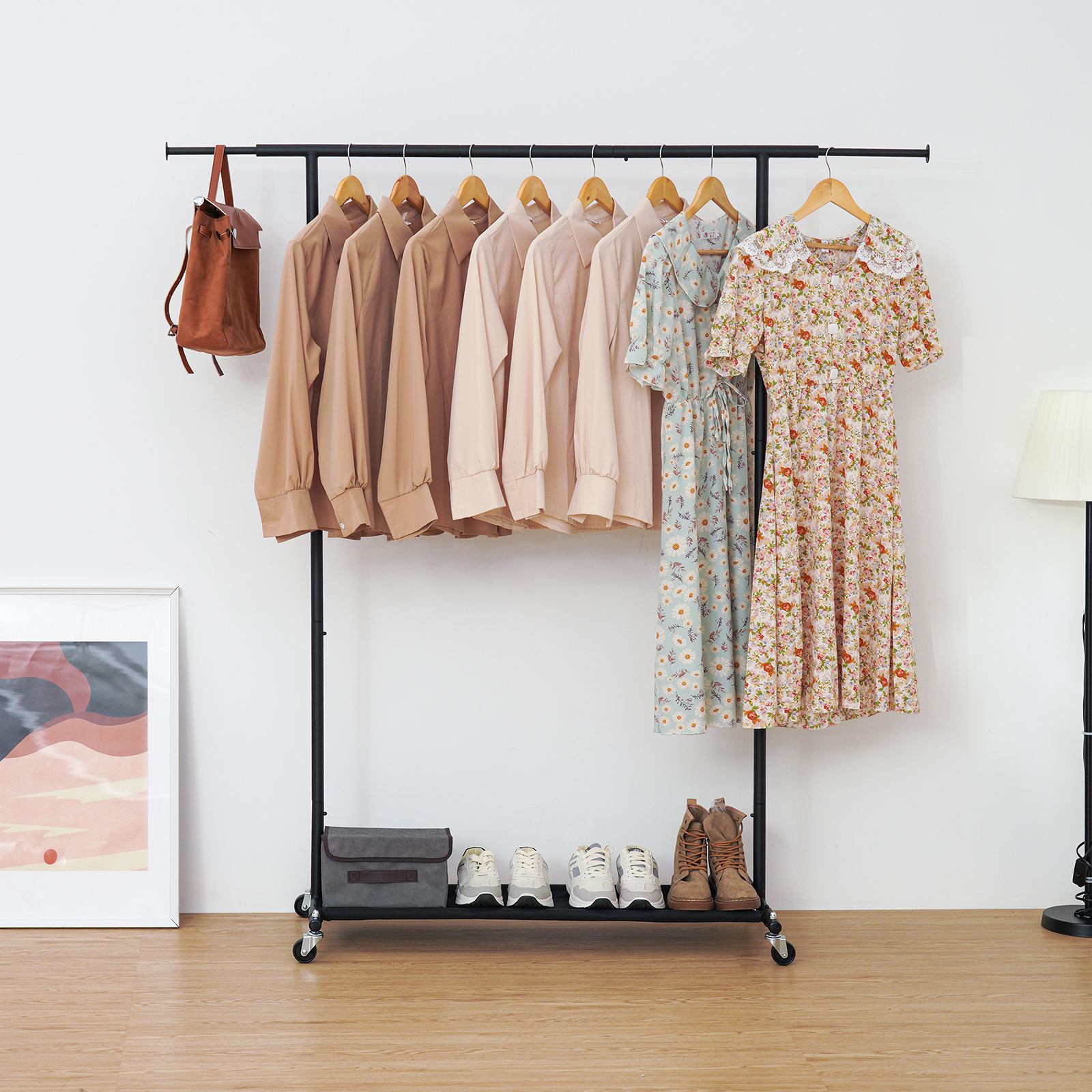 Better Homes & Gardens Farmhouse Gray Wood and Metal Garment Rack